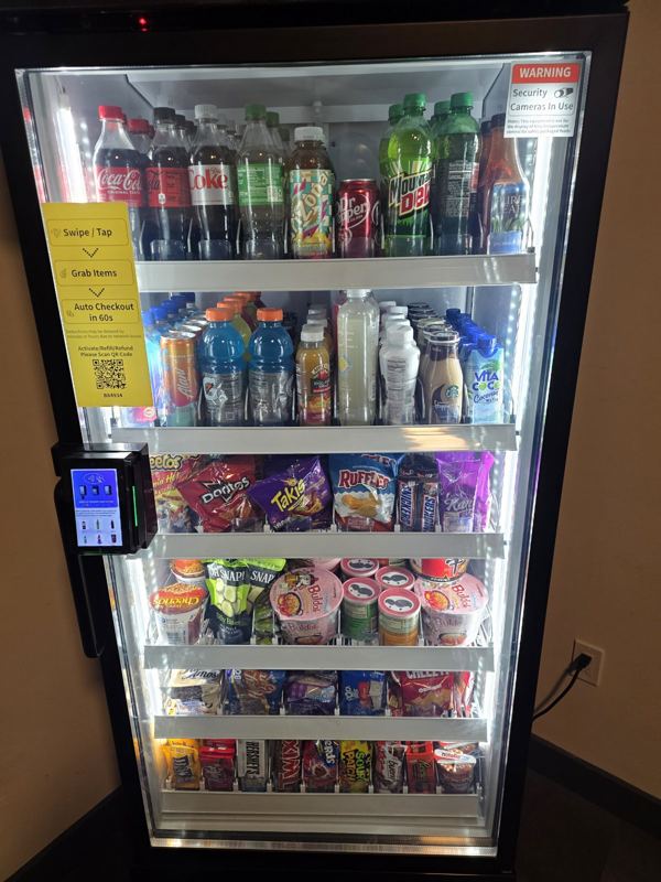 Smart cooler product selection with drinks and snacks